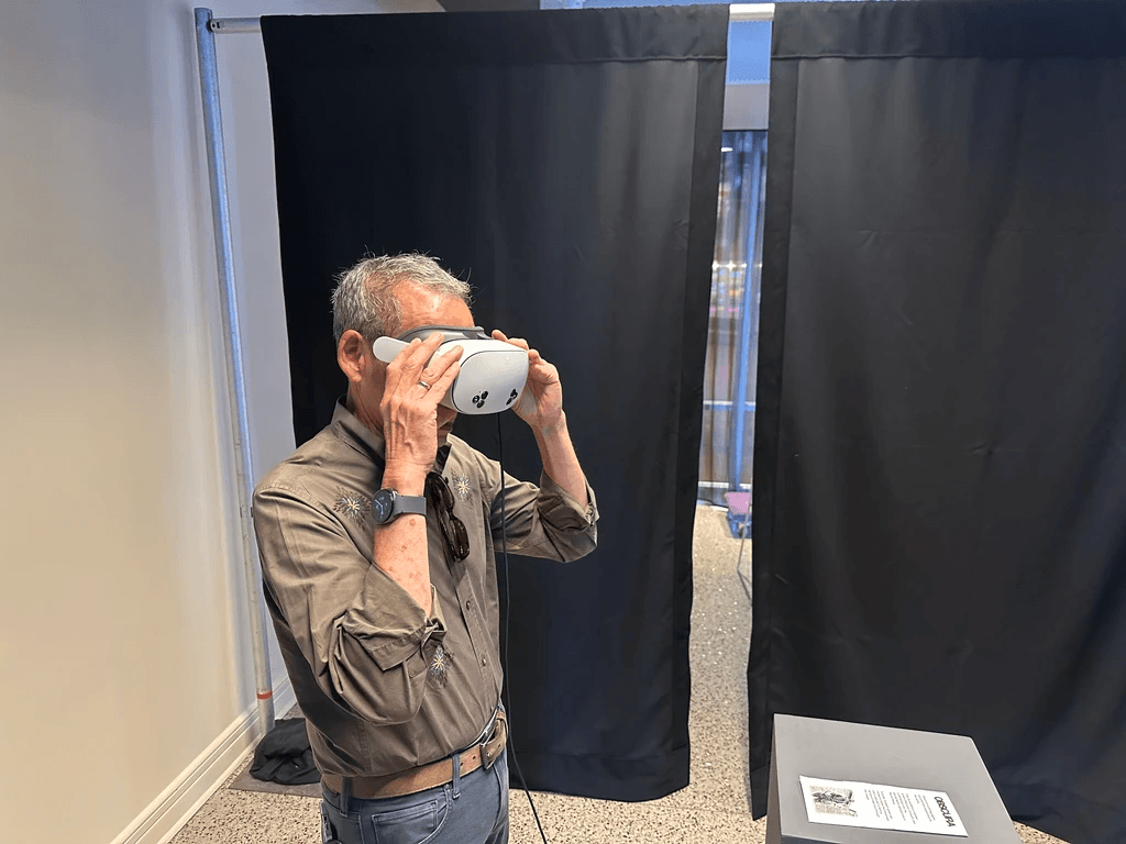 Exhibition visitor using VR