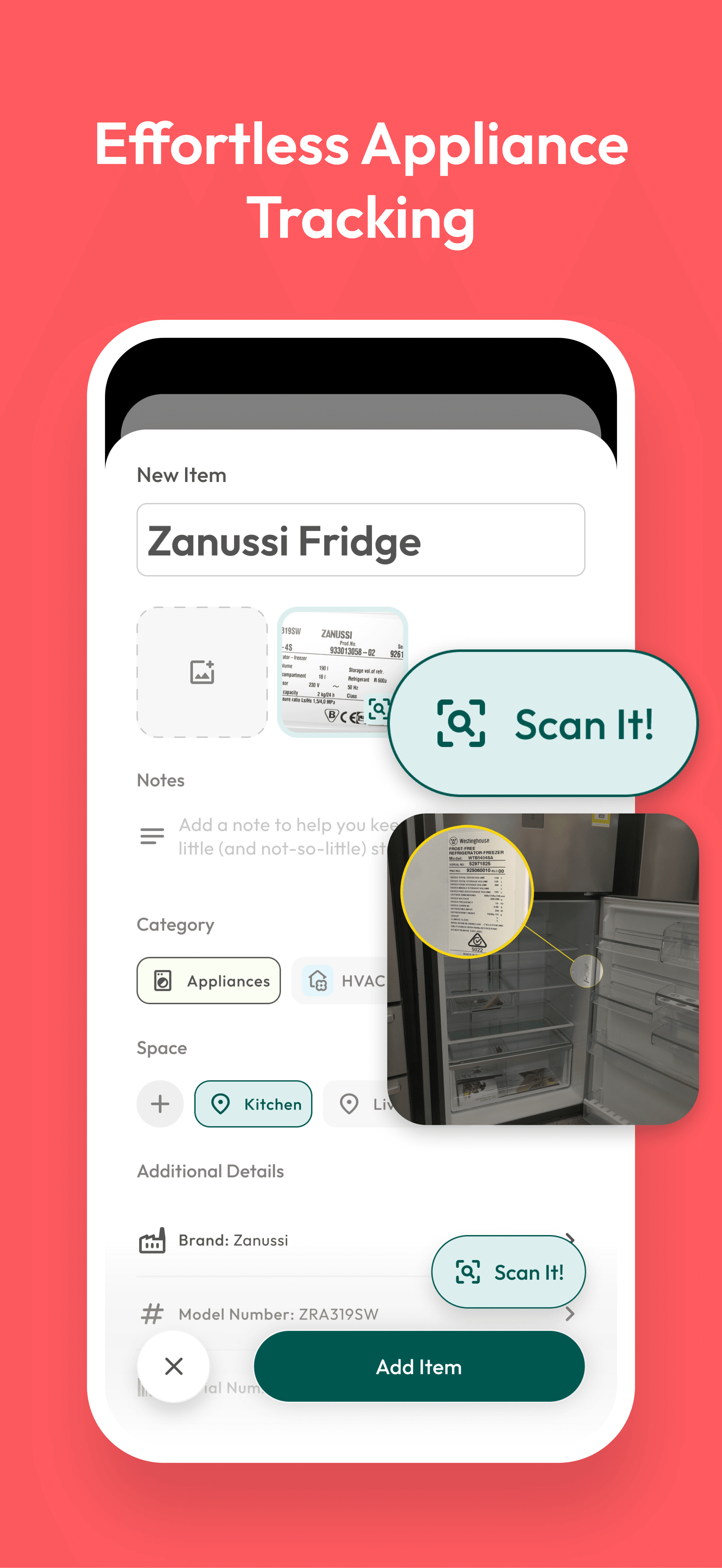 Domis UI: appliance scan and captured item details