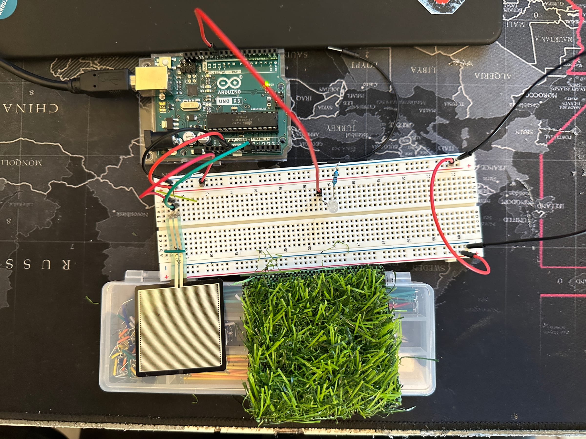 Pressure sensors inside plush cat